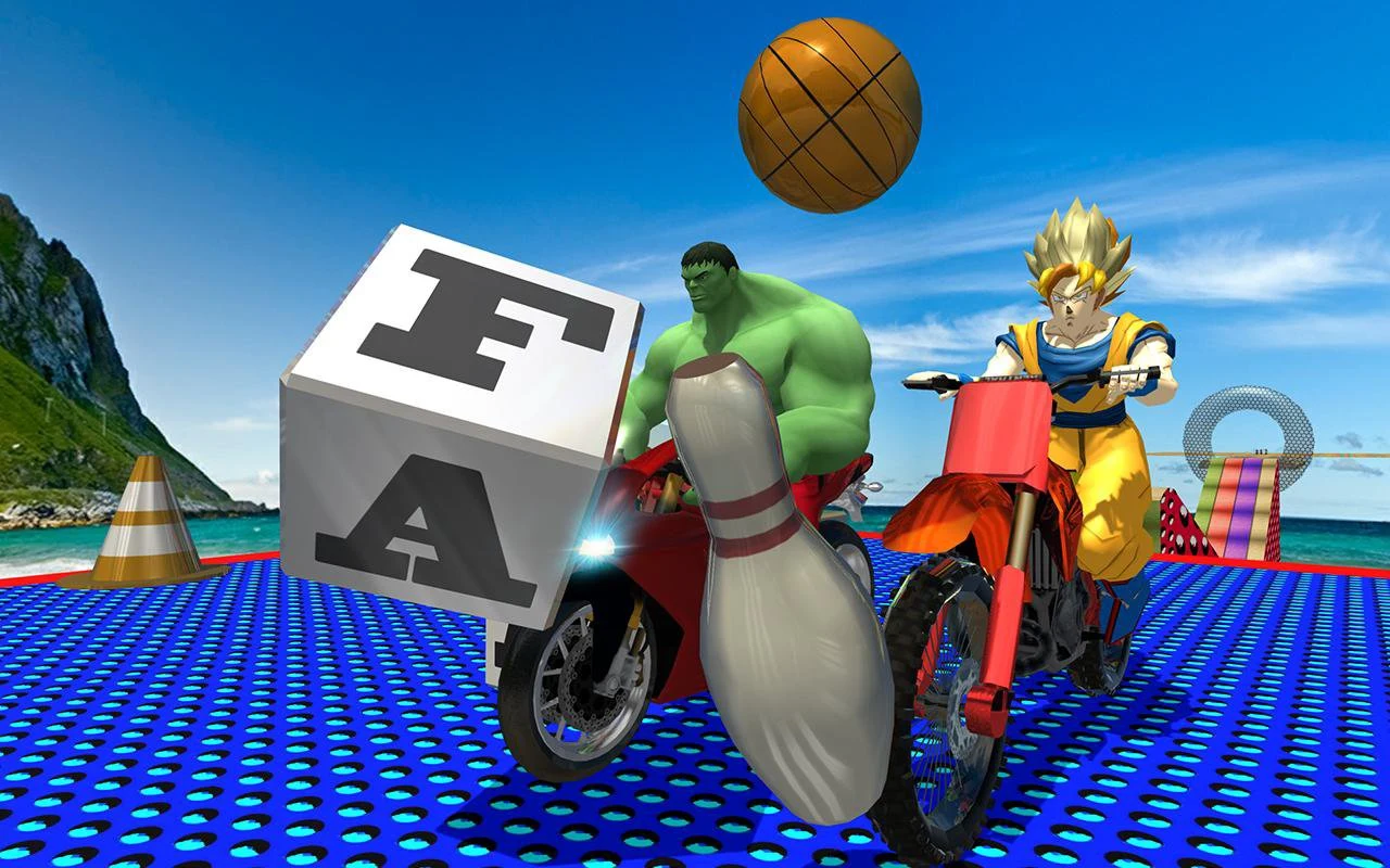 Super Heroes Downhill Stunts Racing screenshot