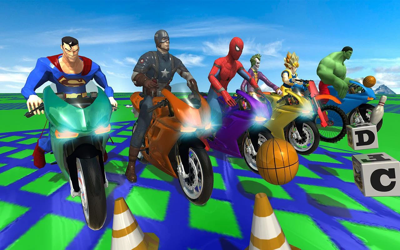 Super Heroes Downhill Stunts Racing screenshot